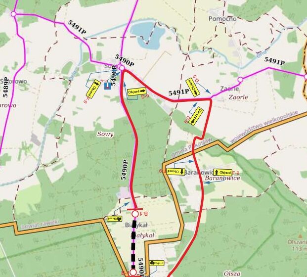  Zamknięcie drogi powiatowej 5490P na odcinku Sowy – Białykał